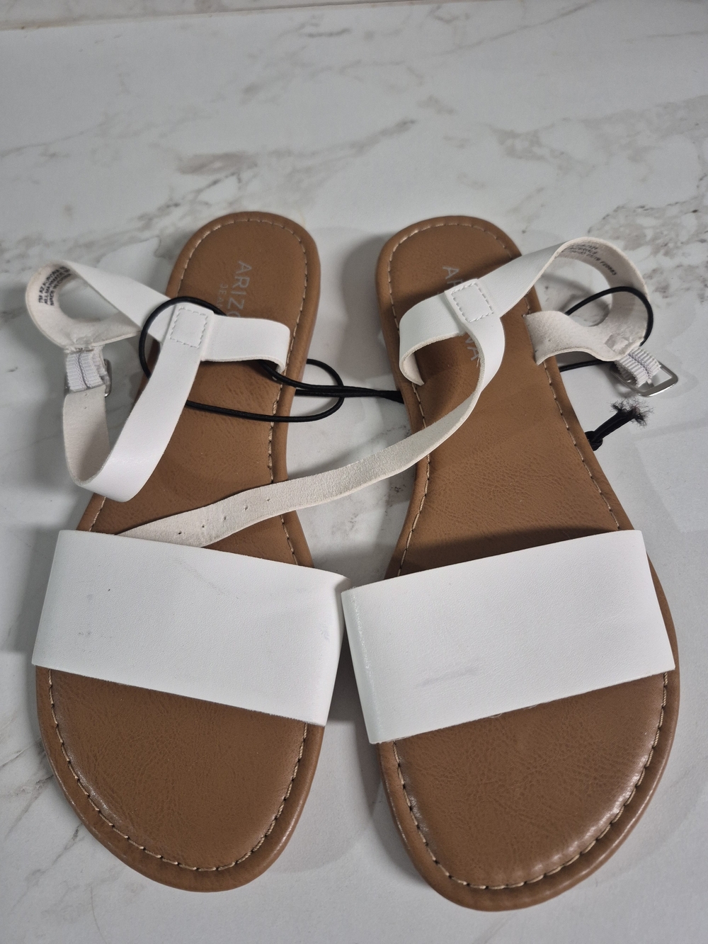 Arizona Jean Company White and Brown Strappy Sandals